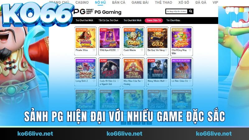 Sảnh PG hiện đại với nhiều game đặc sắc