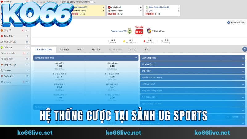 Hệ thống cược tại sảnh UG Sports