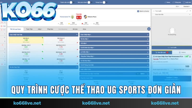 Quy trình cược thể thao UG Sports đơn giản